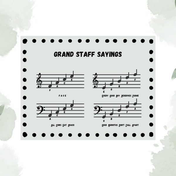 Grand Staff Sayings - Printable