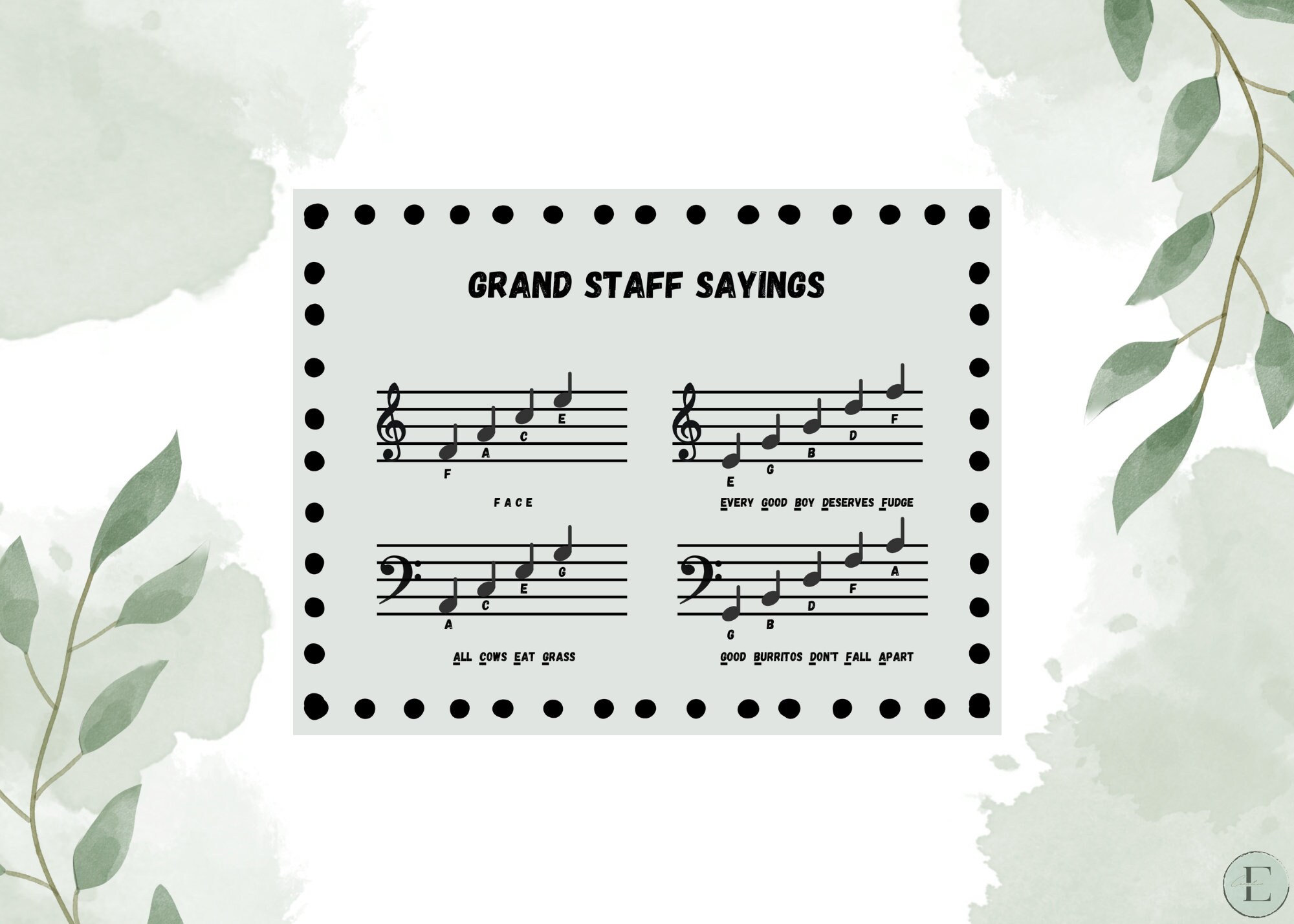 Grand Staff Sayings - Printable