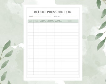 Printable Blood Pressure Log