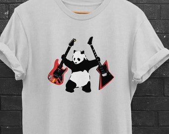 Panda mit Äxten | Banksy inspiriert | Brad Gillis' Bubba (mit dummem Stoff) vs. Hamer Zepter | Panda mit Gitarren | Graffiti/Spray Art Stil