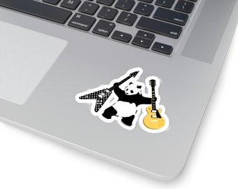 Panda mit Äxten | Banksy inspiriert | Randy Rhoads' Polka Dot V vs. Custom LP | Panda mit Gitarren | Graffiti Aufkleber | Street/Spray Art Style