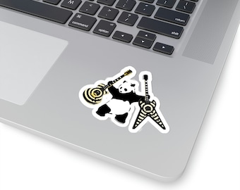 Panda mit Äxten | Banksy inspiriert | Zakk Wylde's Bulleye LP vs. ZV model | Panda mit Gitarren | Graffiti Aufkleber | Street/Spray Art Style