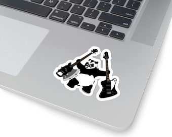 Panda mit Äxten | Banksy inspiriert | Gene Simmon's Axt vs. Thunderbird Bass | Panda mit Gitarren | Graffiti Aufkleber | Street/Spray Art Style