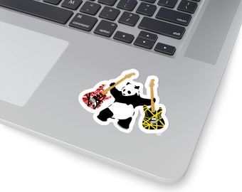 Panda mit Äxten | Banksy inspiriert | EVH Frankenstrat vs. Bumblebee | Panda mit Gitarren | Graffiti Aufkleber | Street/Spray Art Style Sticker