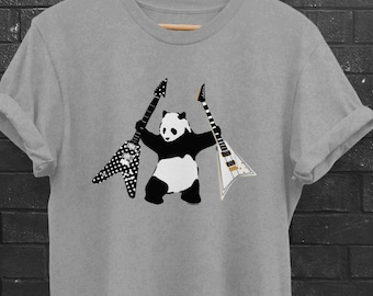 Panda mit Äxten | Banksy inspiriert | Randy Rhoads' Polka Dot vs White Flying V | Panda mit Gitarren | Graffiti/Spray Art Stil
