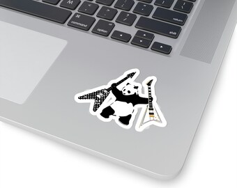 Panda mit Äxten | Banksy inspiriert | Randy Rhoads' Polka Dot V vs. Jackson V | Panda mit Gitarren | Graffiti Aufkleber | Street/Spray Art