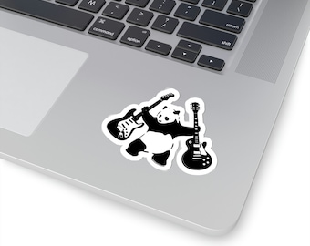 Panda mit Äxten | Banksy inspiriert | Panda mit Gitarren | Strat vs. Les Paul | Graffiti Aufkleber | Street/Spray Art style | Kiss-Cut Sticker