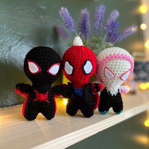 crochet spiderverse miles morales gwen stacy hobie brown spider man spider punk spider woman plush