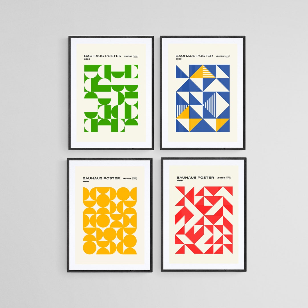 Bauhaus Poster Set Geometric Abstract Art Modernist Design Prints 1920s ...