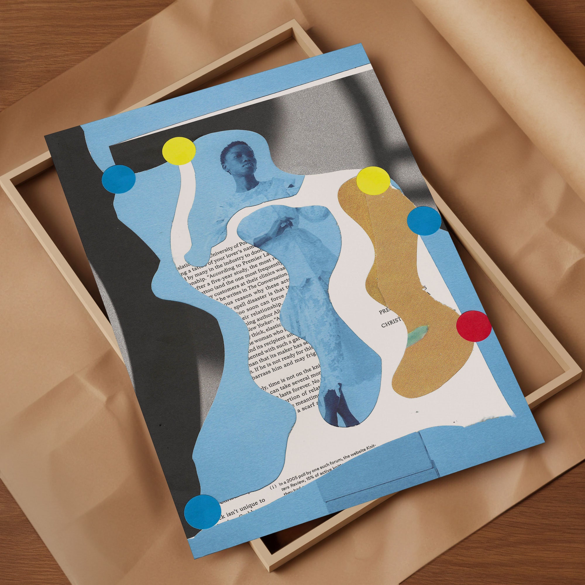 Azure Emotions - Blue Abstract Portrait Collage Art Print - Etsy