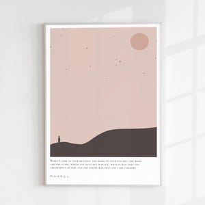 Psalm Serie Wandkunst, digitaler Download, Psalm 8, Schriftstelle Erinnerung