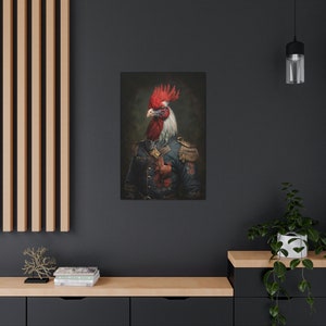 Rooster Wall Art Original Concept Edwardian Vintage Renaissance Oil Painting Print Animal image 5