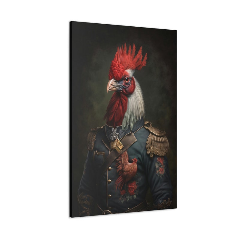 Rooster Wall Art Original Concept Edwardian Vintage Renaissance Oil Painting Print Animal image 8