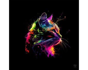 Cat Print - Cyberpunk Neon Cat Series #4 of 4