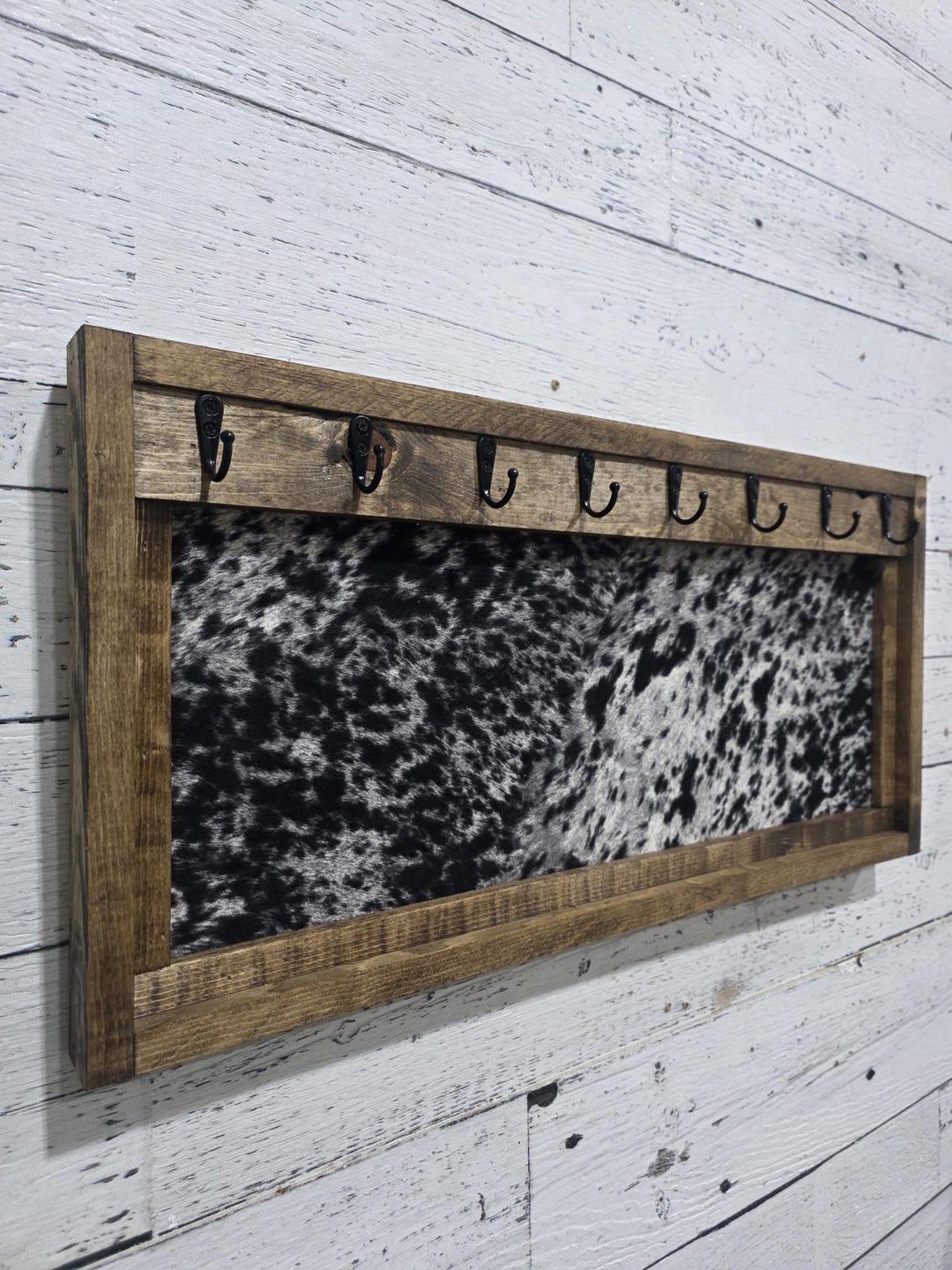 Faux Cowhide Jewelry Holder - Brown speckle, 20"× 16" - 10 hooks