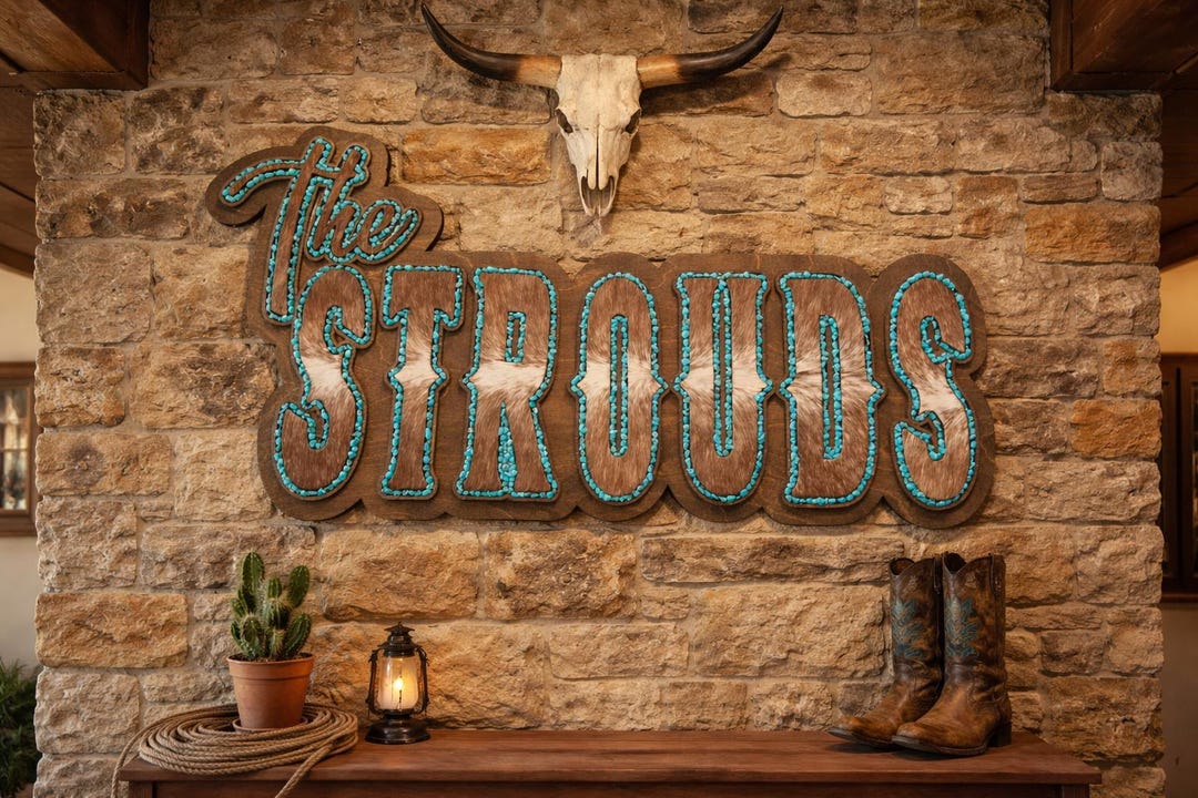 Genuine Cowhide and Stone Sign - Etsy