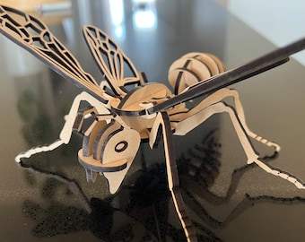 Wooden Bee Puzzle 3D laser cut svg dxf