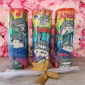20oz Anime Tumbler Gift for him Comic Style Tumbler Totoro Tumbler Gift for her Ghibli Travel Mug My Neighbor Kawaii Sports Bottle kid Gift