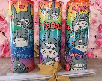 20oz Anime Tumbler Gift for him Comic Style Tumbler Totoro Tumbler Gift for her Ghibli Travel Mug My Neighbor Kawaii Sports Bottle kid Gift