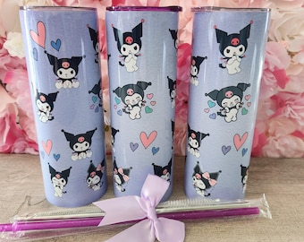 Cute Jester Purple Tumbler 20oz Skinny Jester and Friends HK and friends Kawaii tumbler gift for her travel cup sports cup friend gift anime