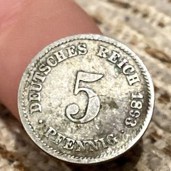Coin German Reich Empire 5 Pfennig 1893 G IN fine