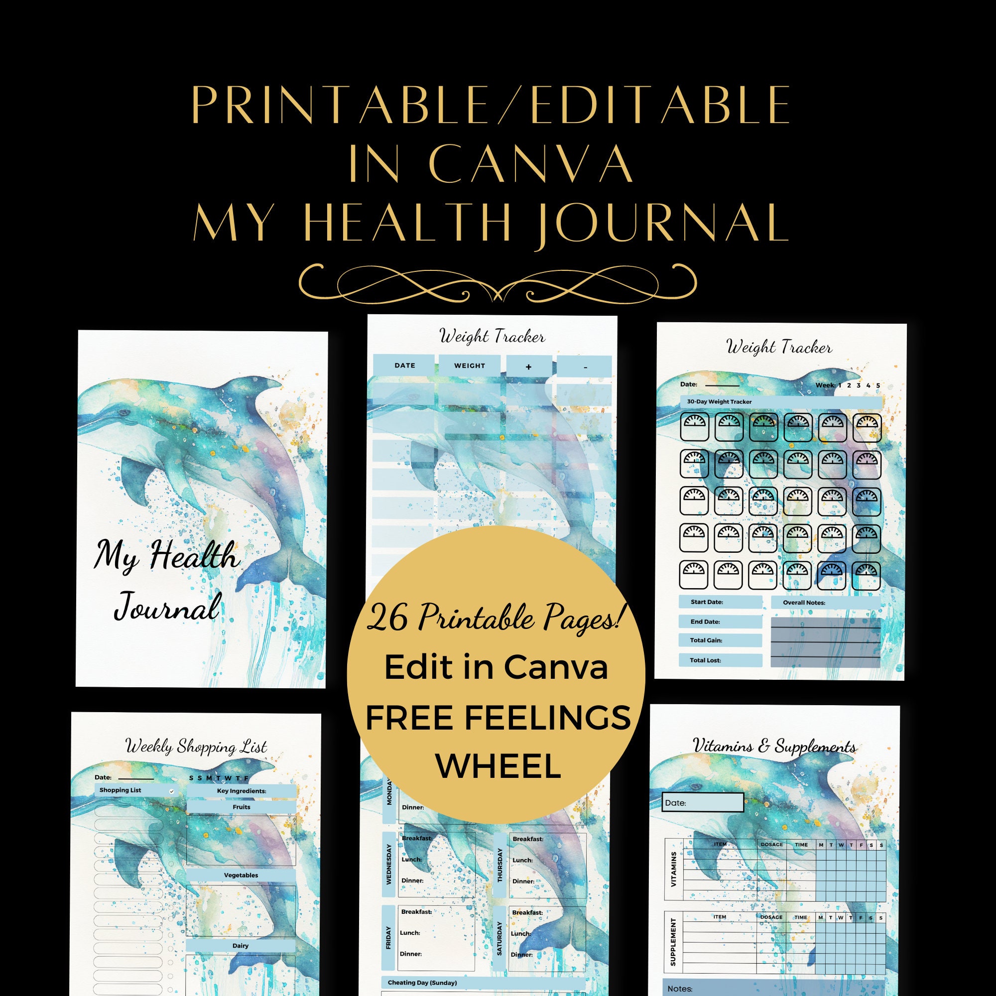Editable/printable My Health Journal, Physical &amp; Mental Health ...