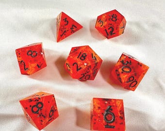 Sharp Edge Resin Dice Set: Brimstone Flame Design