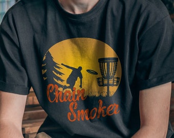 Disc Golf Chain Smoker Tee Disc Golf Basket Shirt Funny Saying Gift for Disc Golfer Frisbee Golfing T-Shirt Funny Disc Golf Team TShirts