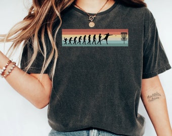 Funny Disc Golf Shirt Retro Rainbow Evolution disc golf t-shirt Disc Golf Dad Tee Disc Golf Basket Flying Disc Sport tshirt Disc Golf Lover