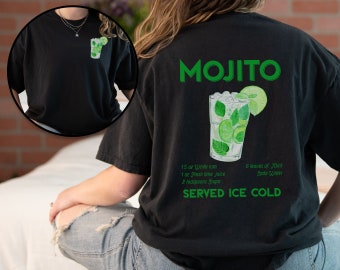 Mojito Drink Graphic T-Shirt Signature Cocktail Recipe Shirt Drinking Tee Alcohol T Shirt Mojito Lovers Party TShirt Bartender Shirts