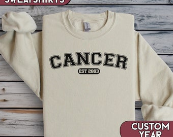 Cancer Shirt Custom Birth Year, Astrology Shirt, Cancer Sweatshirt, Cancer Gift, Star Sign Birthday, Zodiac Tshirt, Comfort Colors Tee