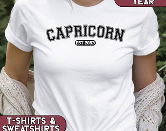 Capricorn Shirt Custom Birth Year, Astrology Shirt, Capricorn Sweatshirt, Capricorn Gift, Star Sign Birthday, Zodiac Tshirt, Comfort Colors