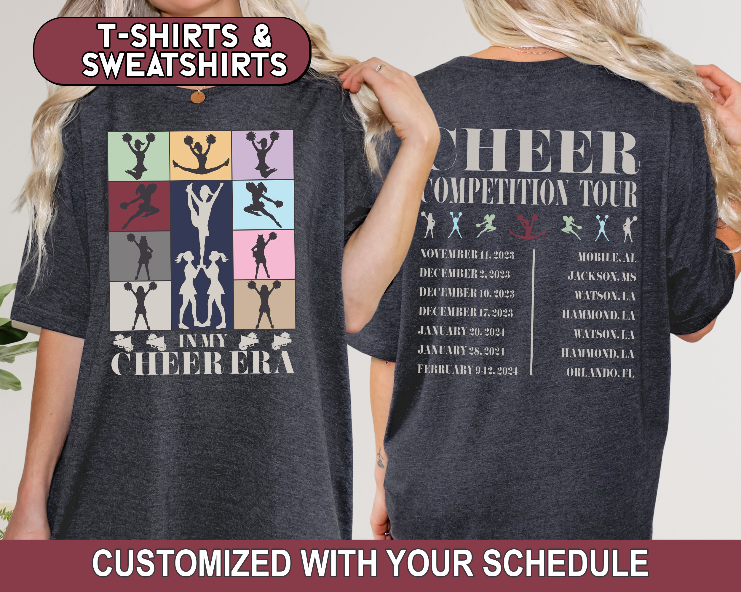 Custom Cheer Era Shirt, Concert Tour Style Personalized Sweatshirt 