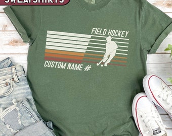 Custom Field Hockey Retro Style Shirt, Personalized Field Hockey Sweatshirt, Field Hockey Gift, Field Hockey Mom Tshirt, Distressed Style