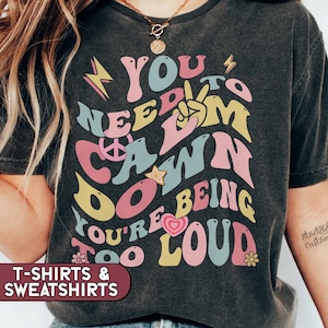 You Need To Calm Down You're Being Too Loud Retro Shirt, Eras Concert Tee, Teacher Tshirt, Funny Teacher Crewneck, Song Lyrics Shirt
