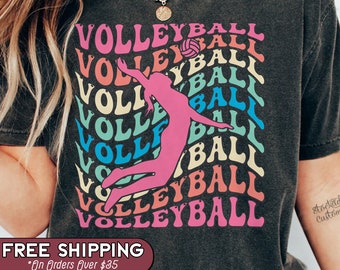 Volleyball Retro Groovy Comfort Colors Shirt, Game Day T-shirt, Volleyball Mom Crewneck, Volleyball Mama Tee, Sports Mom Crewneck