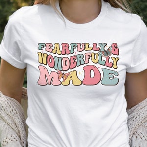 Camicia Salmo 139 spaventosamente e meravigliosamente realizzata, t-shirt con versetto della Bibbia, maglietta cristiana, maglietta grafica delle Scritture, abbigliamento religioso, Groovy