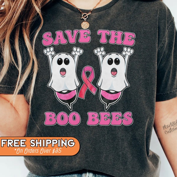 Save the Boo Bees Breast cancer Awareness Shirt, Cancer Support Squad Sweatshirt, Funny Cancer Survivor Tee, Halloween Breast Cancer Gift