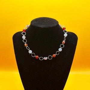 Gift For Girlfriend, Silver, Rose Quartz, Carnelian, Evil Eye, Choker Necklace, Mother&#39;s Day Gift For Her, Birthday Gift For Sister & Friend