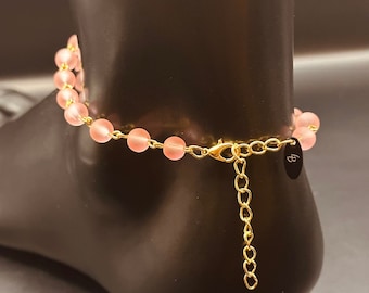 Colorful Glass Beads Anklet, Gold, Silver, Gift For Girlfriend, Ankle Chain Bracelet, Birthday Gift For Sister, Mother's Day Gift For Her