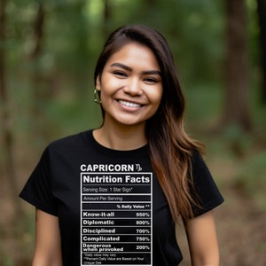 Capricorn Zodiac Shirt, Zodiac Sign Shirt, Astrology Shirt, Caricorn Nutrition Facts Shirt, Capricorn Gift
