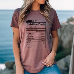 Aries Zodiac Shirt, Zodiac Sign Shirt, Astrology Shirt, Aries Shirt, Aries Nutrition Facts Tshirt, Aries Gift