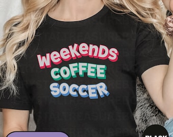 Weekends koffie voetbalshirt, shirt voetballiefhebber, tshirt koffieliefhebber, retro papa weekend voetbal T-shirt, shirt leuk voetbal moeder, shirt wedstrijddag
