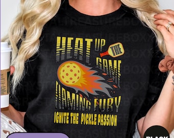 Heat Up The Game Pickleball Shirt,  Funny Pickleball Tee, Sports Fans Game Day tshirt, Pickleball Grandpa Flaming Shirt, Hot Dinking Dad Tee