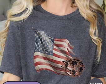 United States Flag Soccer Shirt, Soccer Lover T-shirt, Vintage USA Football Tee, Retro Dad Football Outfit, American Soccer Game Day Shirt