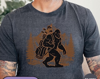 Bigfoot Golfing Shirt, Funny Golfing Tshirt, Sasquatch Lover Golf Shirt, Summer Sport Bigfoot Tee,  Golfer Humor Tee, Hiking Bigfoot Shirt