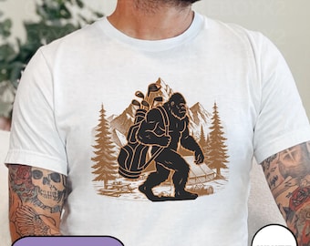 Bigfoot Golfing Shirt, Funny Golfing Tshirt, Sasquatch Lover Golf Shirt, Summer Sport Bigfoot Tee,  Golfer Humor Tee, Hiking Bigfoot Shirt