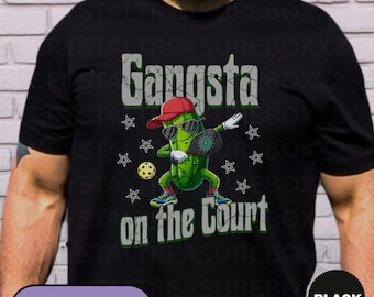 Gangsta On The Court Pickleball Shirt, Funny Pickleball Tshirt, Pickleball Lover T-shirt, Fun Summer Sport Tee, Cool Pickleball Mascot Shirt