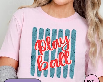 Play Ball Baseball Shirt, Softball Lovers Tee, Cute Funny Softball Baseball T-shirt, Vintage Mom Baseball Outfit, Retro Funky Sport Tshirt