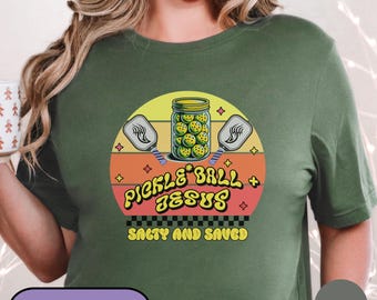 Pickleball And Jesus T-Shirt, Salty Saved Christian Tee, Funny Pickleball Tshirt, Jesus Lover Tee, Religious Humor Shirt, Church Sport Shirt